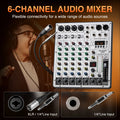 6-Channel Audio Mixer, DJ Mixer with USB Audio Interface, Bluetooth Function, 16 DSP Effects, and 3-Band EQ (ARMX-6)