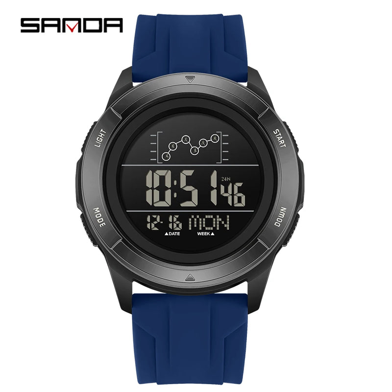SANDA 2198 Timing Men's Electronic Watch Outdoor Climbing Sports Waterproof LED Large Dial Alarm Clock - Visuel 10 | SAMAG