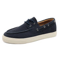 Men's Casual Loafers Shoes Fashion Thick Sole Suede Leather Boat Shoes Non-Slip Breathable Comfortable Slip-On Sneakers for Men