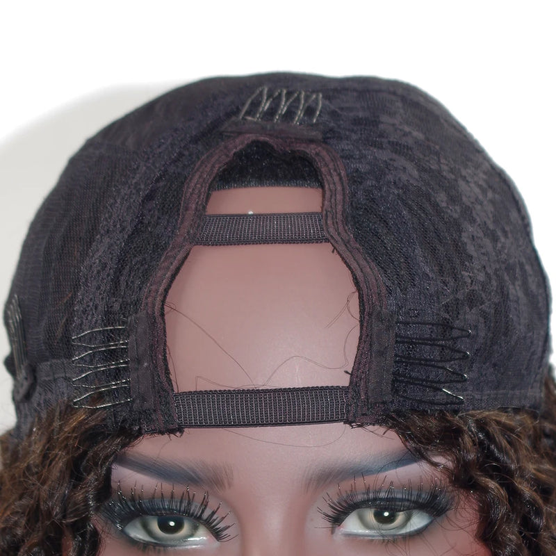 Highlight Jerry Curly Human Hair U Part Wigs for Black Women Cheap Machine Made Wigs Easy Wear Clips In V Part Wigs Remy Hair
