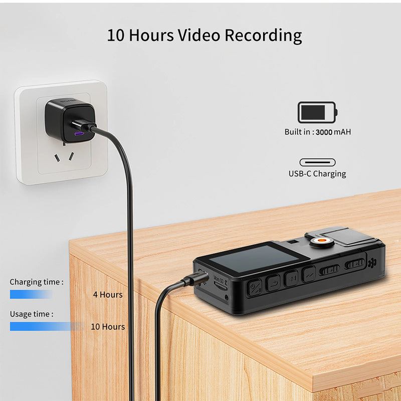 Vandlion A39 Mini Sports Camera 1.54" LCD Screen3000mAH 10H Contineous Video Recording Motion Detection Sports DV Bodycam