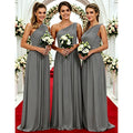 One Shoulder Lemon Yellow Bridesmaid Dresses Chiffon | SAMAG