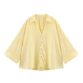 HipSeam Wide Sleeved Shirt Women Spring Asymmetric Hem Button Women's Shirts Simple Lady Johnny Collar Shirts & Blouses