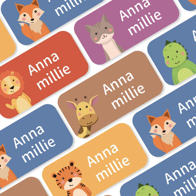 2 Sheets Personalized Name Stickers with Cute Animal | SAMAG