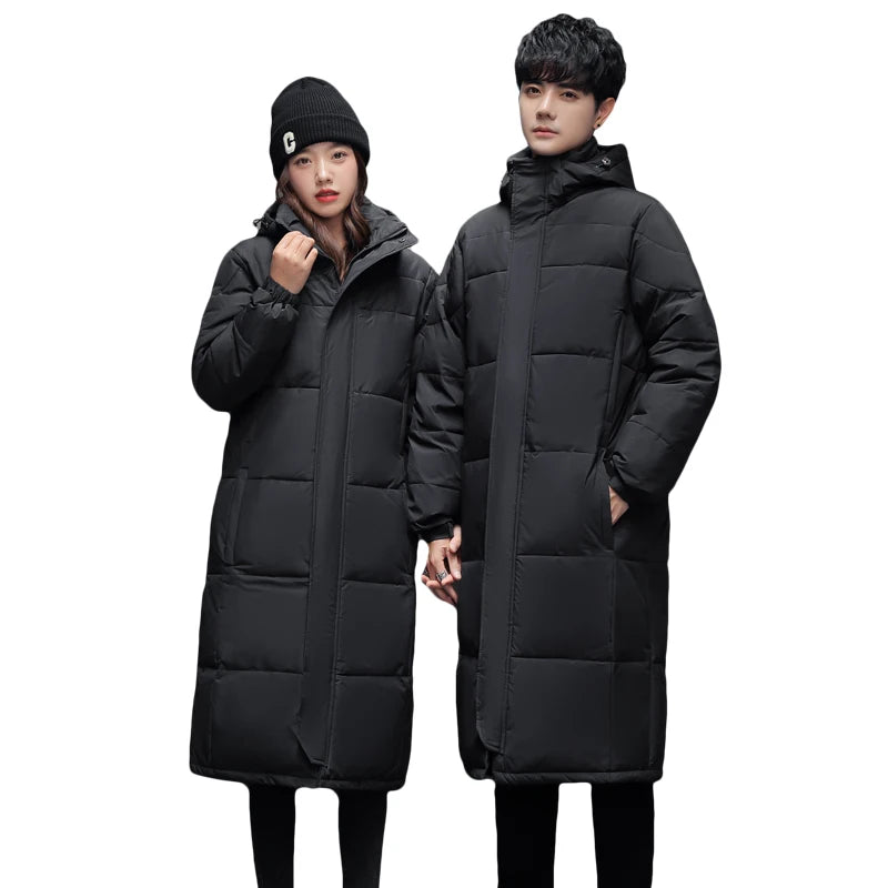 2026 New Style Down Jacket Long Sleeve for Men and Women Knee-Length Korean Style Winter Thick, Couple's Hooded Coat