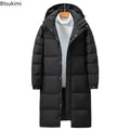 2026 New Men's Down Jackets Fashion Slim Warm Long Cotton-padded Jackets Korean Style Hooded Couple Coats Winter Leisure Parkas
