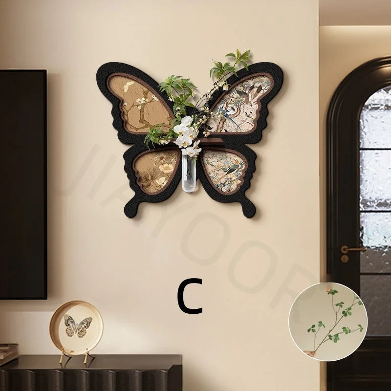French Butterfly Living Room Decoration Painting Hydroponic Green Plant Hanging Painting Dining Room Sandstone Mural Painting