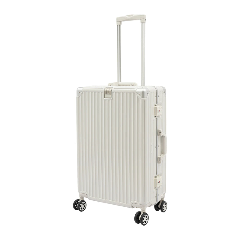 NEWEST White Large Expandable Checked Luggage, PC Hard Shell Suitcase, Top Opening Rolling Travel Suitcases with Spinner Wheels & TSA Lock