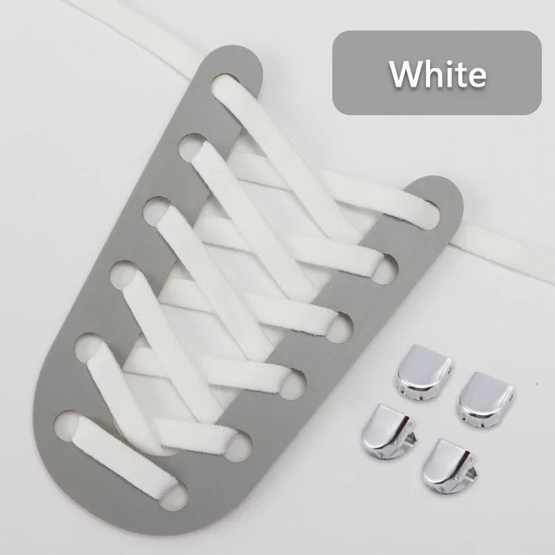 1Pair Elastic Laces Sneakers Tennis Flat Shoelaces No Tie Shoe Laces Without Ties Kids Adult 8mm Wide Shoelace Shoes Accessories