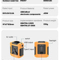 Mini 8000mAh Travel Wearable Waist Fan Camping Outdoor Rechargeable Cooling Fan With Night Light and Power Bank Air Circulator
