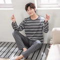 2-Piece New Spring And Fall Men's Pajamas Set Boys Soft Long-Sleeved Sleep Rest Home Party Pajamas Men's Casual Homewear