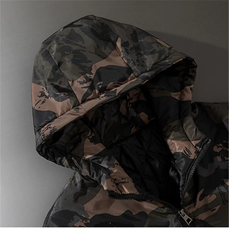 Camouflage Men Jackets Winter Cotton Padded Coat Thick Warm Hooded Outerwear Male Casual Loose Streetwear Men's Clothing