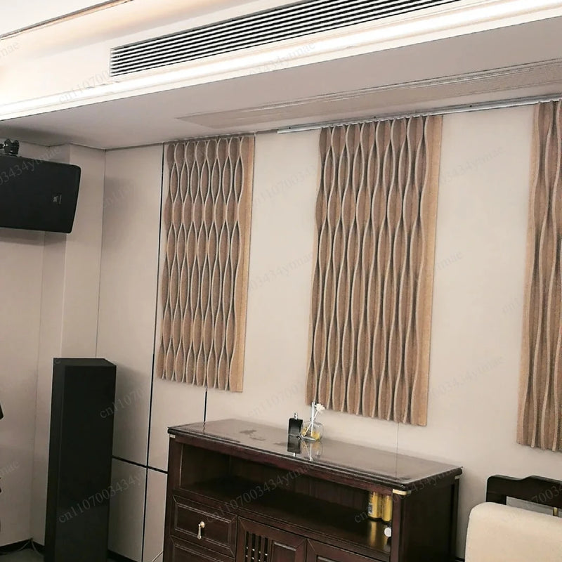 120x60cm 3D Wavy Soundproof Panels Self Adhesive Polyester Fiber Concave Convex Acoustic Insulation Wall Boards 2 Pieces