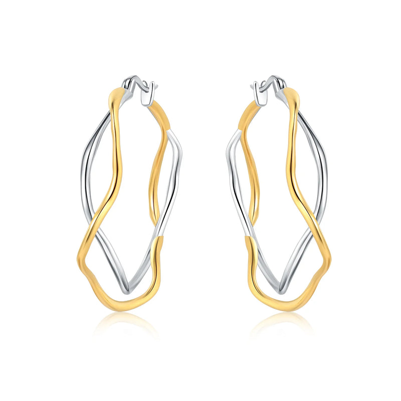 Original S925 Sterling Silver Zircon 18K Gold Lining Vintage Hoop Earrings for Women Birthday Party - Visuel 12 | SAMAG