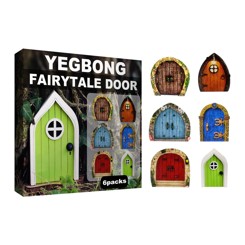 Garden Decor Fairy Door, Yard Tree Decor Wooden Miniature Dwarf Fairy Door Cute Outdoor Landscape Ornament Home Garden Art
