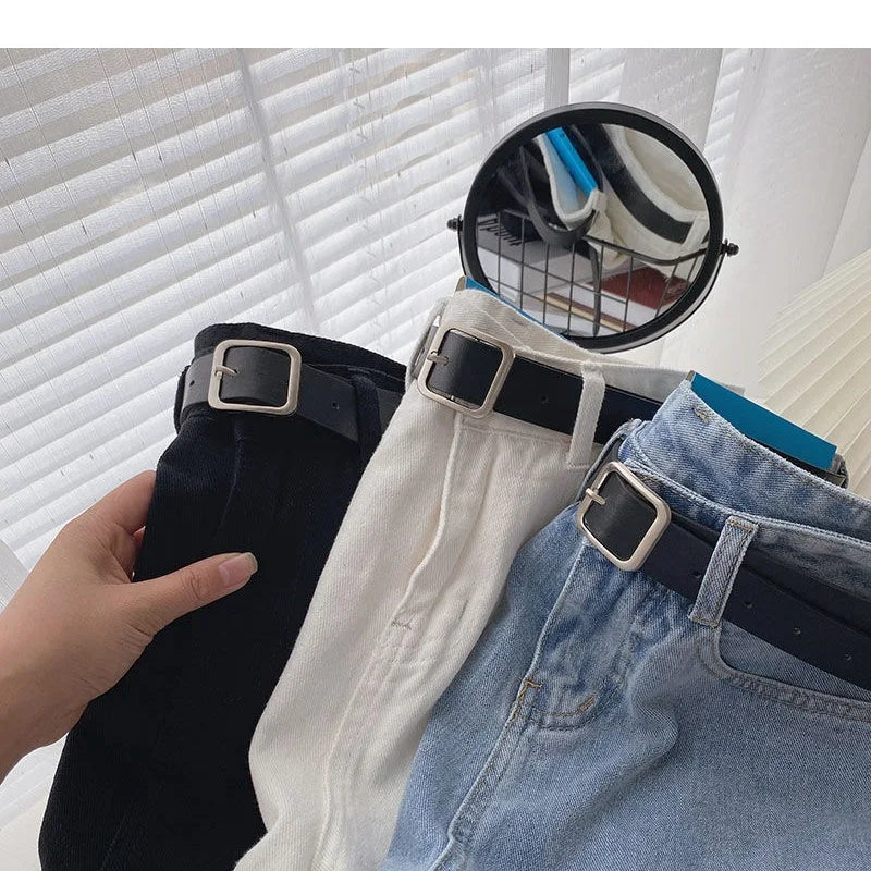 Korean Summer Wide Leg High Waist Denim Shorts With Belt Women Fashion Pocket Hot Pants Streetwear Casual Cowboy Jeans Shorts