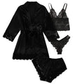 Women's Four-Piece Lace Camisole Nightwear Set with Robe | SAMAG