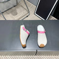 2026 New Arrival Women Mule Clogs Buckle Strap Spliced Leather Flat Backless Slip‑On Casual Slippers--wy87