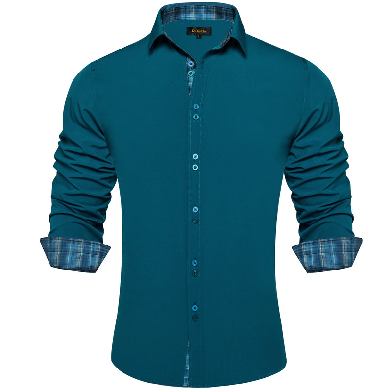 Men's Polyester Cotton Solid Black Shirts Long Sleeve | SAMAG