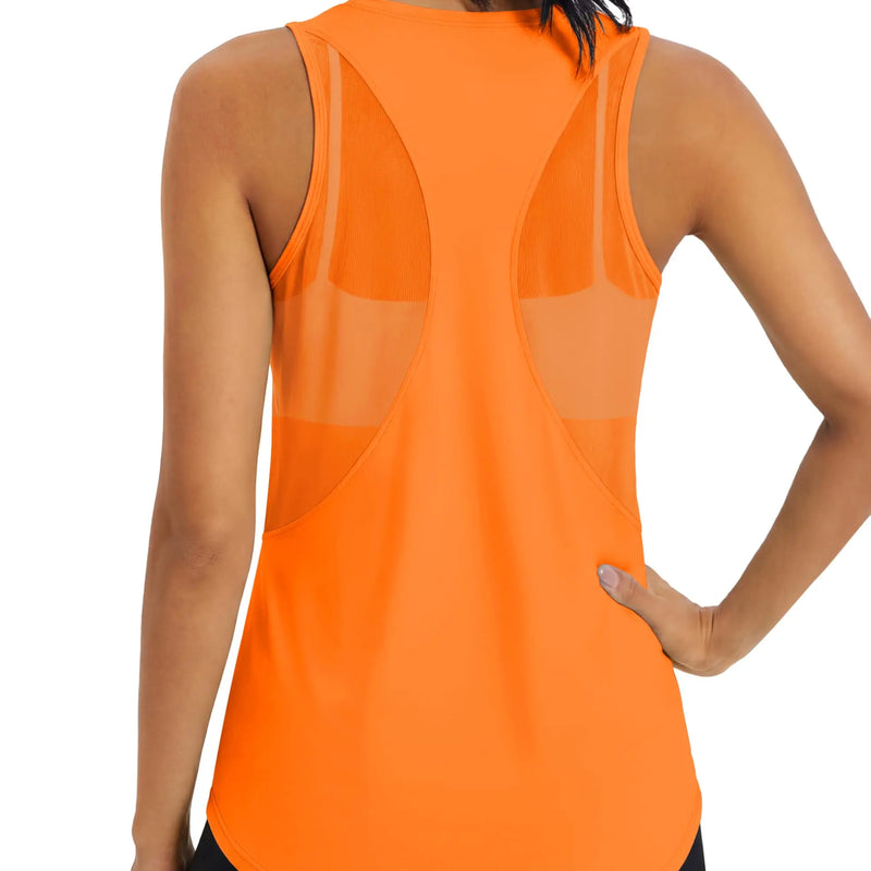 TACVASEN Womens Mesh Racerback Workout Tank Top Yoga Sleeveless Shirt High Low Curved Hem Quick Dry Breathable Athletic Vest