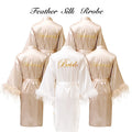 Women FEATHER Bride Bridesmaid Wedding Robe Satin Kimono | SAMAG