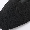Trendin Mode Women's Knit Mules Square Toe Crochet Knit Slip-on Flats with Adjustable Buckle Breathable Closed-Back Slides