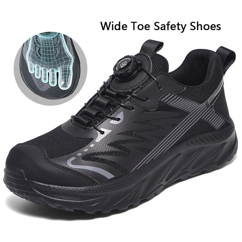 Wide Toe Work Safety Shoes Men Indestructible Steel Toe Shoes Breathable Security Work Sneakers Protective Safety Boots