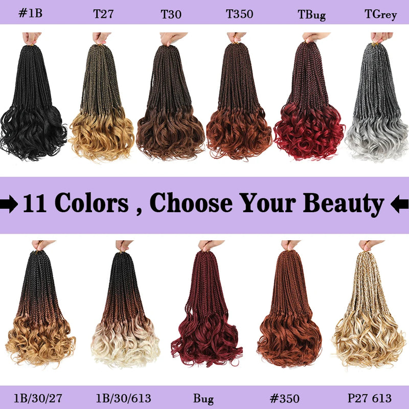 14” French Curls Braiding Hair Pre Braided Synthetic Box Braids Crochet Curl Ends French Curl Crochet Braids for Women And Kids