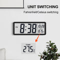 Digital Wall Clock Electronic Wall Mounted LCD Disply Clocks Multifunctional Temperature and Time Week Display Battery Powered