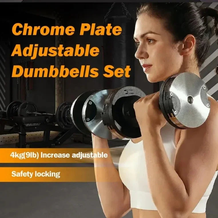 Adjustable 10kg-50kg Plastic Dumbbell Set with Silver | SAMAG