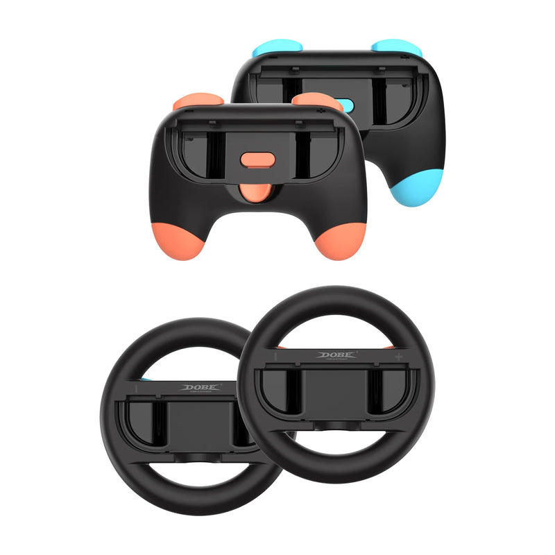 4 IN 1 Racing Steering Wheels and Hand Grips TNS-5110S for Switch 2/Switch 1 Handle,Left&Right Controller Bracket,Grip Holder