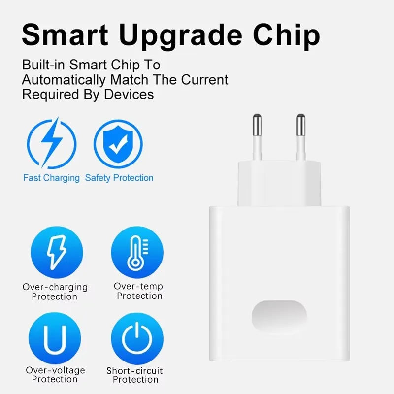 6A 66W Super Fast EU Charger For Huawei Mate 50 60 P60 Nova 12 13 Honor 200 400 Magic 4 5 6 7 Pro Type C USB Quick Charge Cable