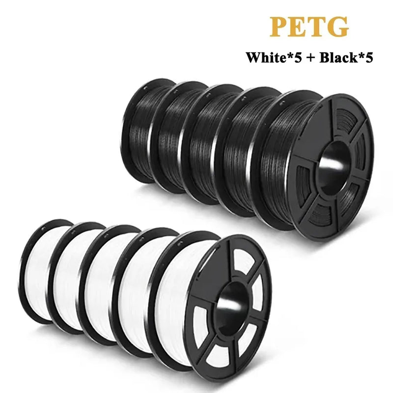 SUNLU PETG 3D Filament 1KG Biodegradable 1.75MM 10Rolls Bright Color Good Toughness Excellent Acid Alkali Weather Resistance