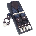 Men's Casual Fashion Leather Suspenders Adjustable High Quality Belt Strap Braces with 6 Clips