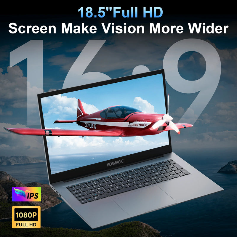 KAMRUI Laptop 18.5" Intel N150 16GB DDR4 512GB M.2 SSD 3.7GHz Windows11 PRO WiFi5 Desktop Notebook Computer