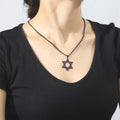 EUEAVAN Star of David Pendant Necklace Women Men Stainless Steel Gold Silver Black Color Classic Six-pointed Star Jewish Jewelry