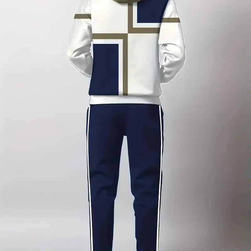 The new men's set for Spring and Autumn features a casual fashionable comfortable and soft 3D checkered - View 2 | SAMAG