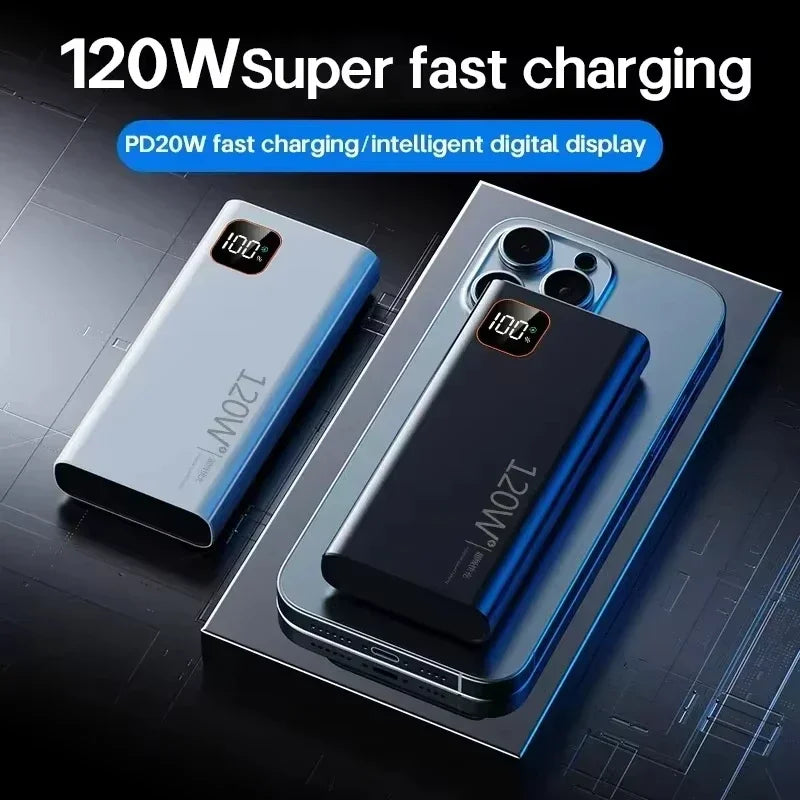 Lenovo 2027 120W Super Fast Charging Portable Power Bank Charger 500000mAh Large Capacity External Battery For Xiaomi iPhone