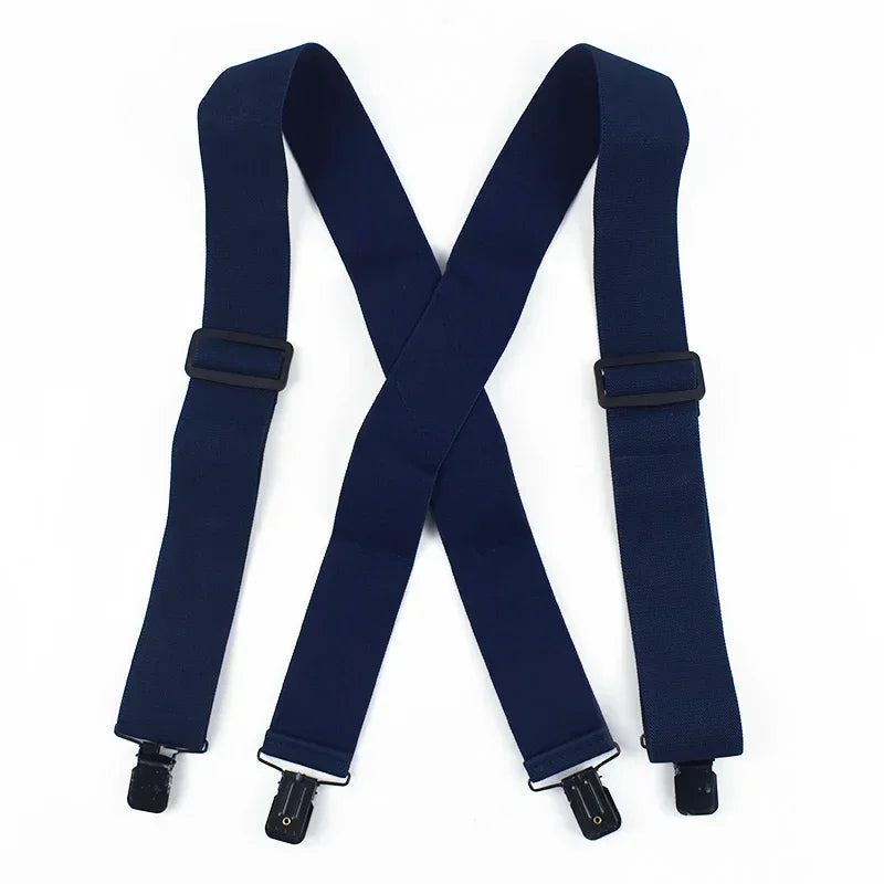 Deepeel Fashion 5cm Wide Adults Men's Suspenders Adjust Elastic Strap X - type 4 Clips Male Braces Harness - Visuel 9 | SAMAG