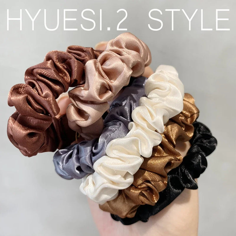 5/6pcs Soft Satin Elastic Scrunchies Set Women Girls Simple Ponytail Holders Imitation Silk Hair Ties Ropes