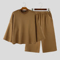 INCERUN Men's Sets Solid Color Oversize 3/4 Sleeve T Shirt Pants Two Piece Streetwear Stylish Casual - View 7 | SAMAG