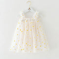 Toddler Girls Summer Sling Dress Sleeveless Daisy Print A-Line Tulle Princess Dress Kids Birthday Party Skirt Cute Baby Clothes