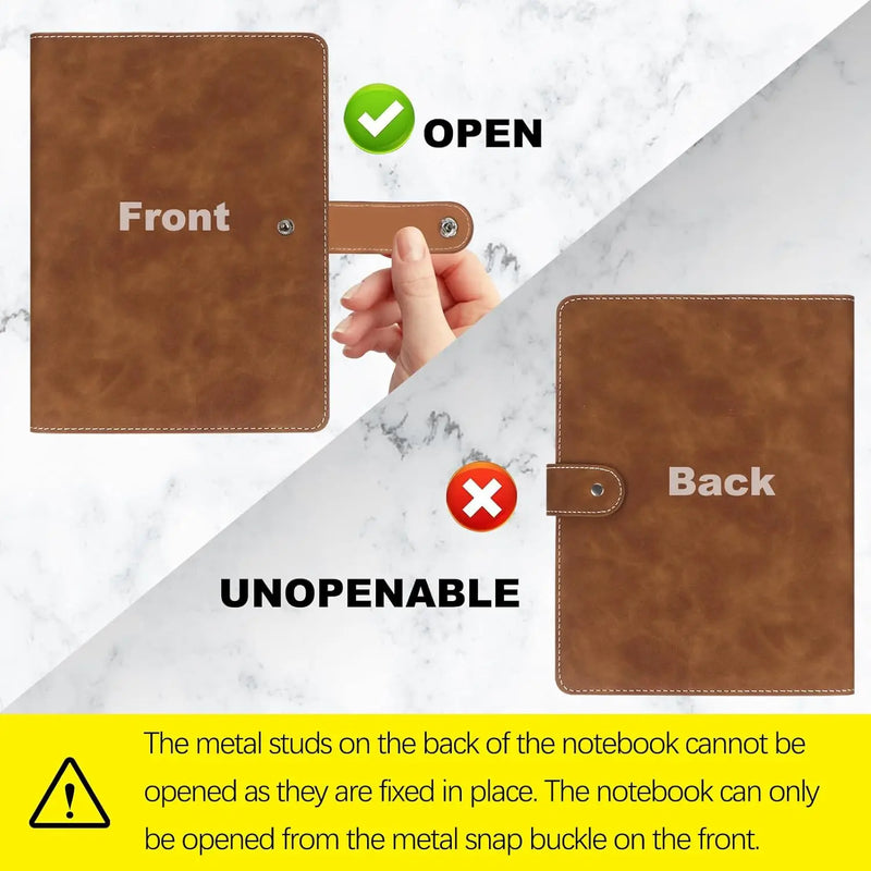 New Leather A5 Binder 6 Ring Binder Notebook - PU Leather Refillable Notebook with Binder Pockets, Dividers, Refill Paper