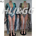HLJ Sexy Stripe Print Women Swimwear Bodysuits Fashion | SAMAG
