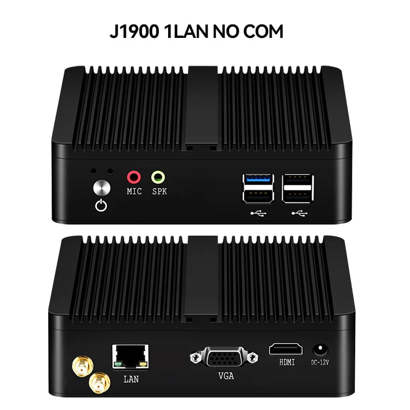 Intel Celeron J6412 N2930 J1900 Mini PC with 2xGigabit LAN 1xUSB3.0 3xUSB2.0 2xRS232 Fanless Industrial Computer Win10 Ready