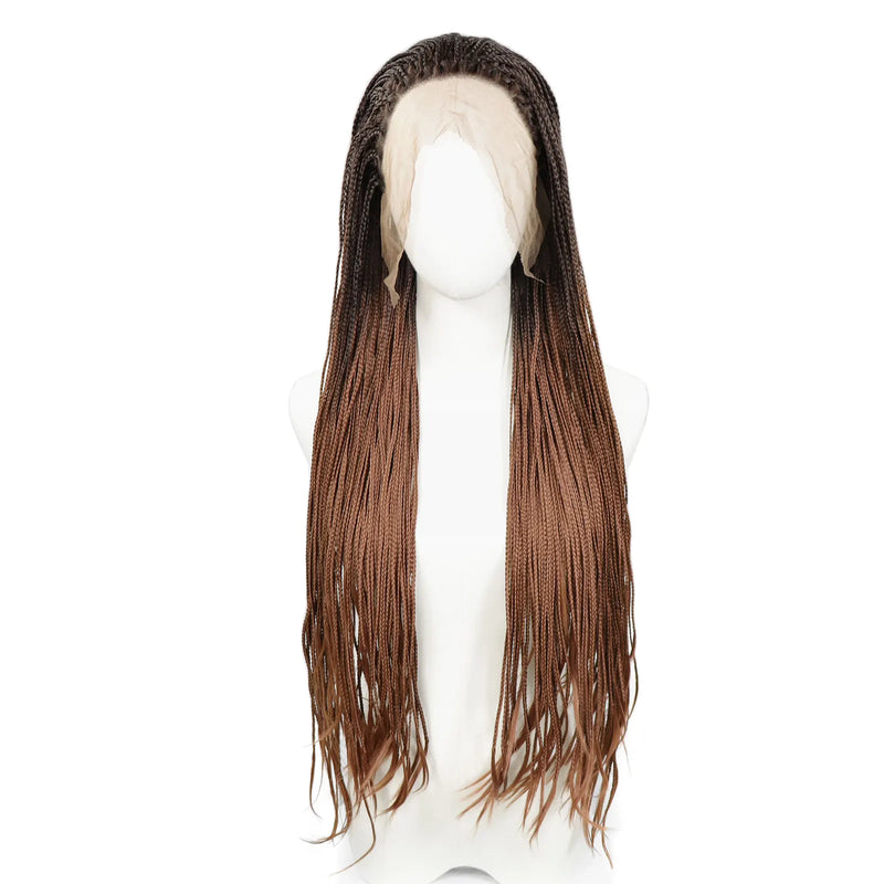 Reddish Brown Colored Box Braided Wigs Braids For Black Women 26Inch Long Crochet Braids Synthetic Hair 13x3 Lace Front Wigs