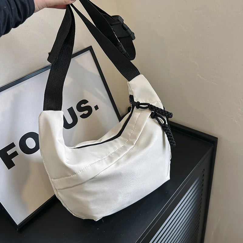 New Nylon Hobos Crossbody Bags Solid Casual Zipper Women's Bags Fashion High Capacity Solid Color Single Shoulder Totes Bag