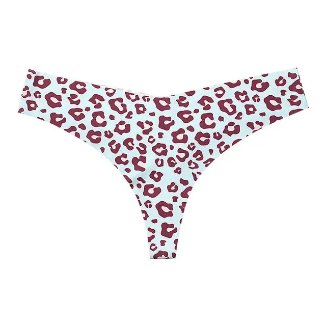 Sexy Leopard Print T-Back T-Shaped Panties Seamless Underwear Women's Ice Silk Breathable Quick-Drying Sports T-Back Pure Cotton