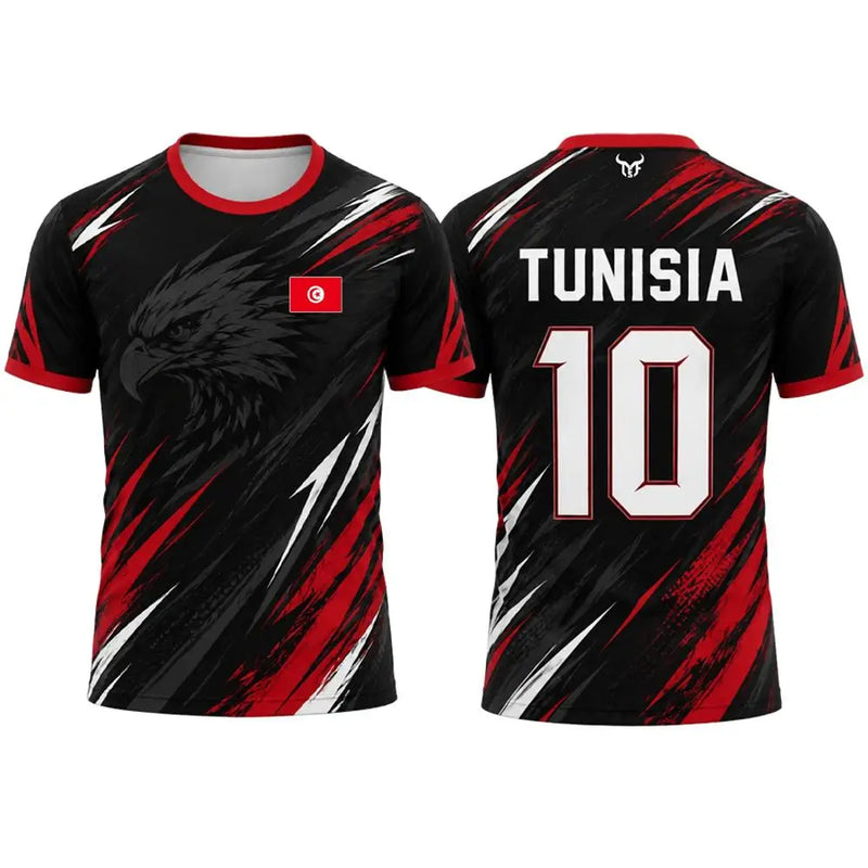 Tunisia Flag Print Jersey Men Outdoor Sports Soccer Training Uniform Men's And Women's Quick Dry Breathable O-neck Short-sleeved