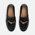Black Metal Decoration Round Toe Platform Women Loafers Shoes Chunky High Heels Slip On Design Large Size Pumps Shoes